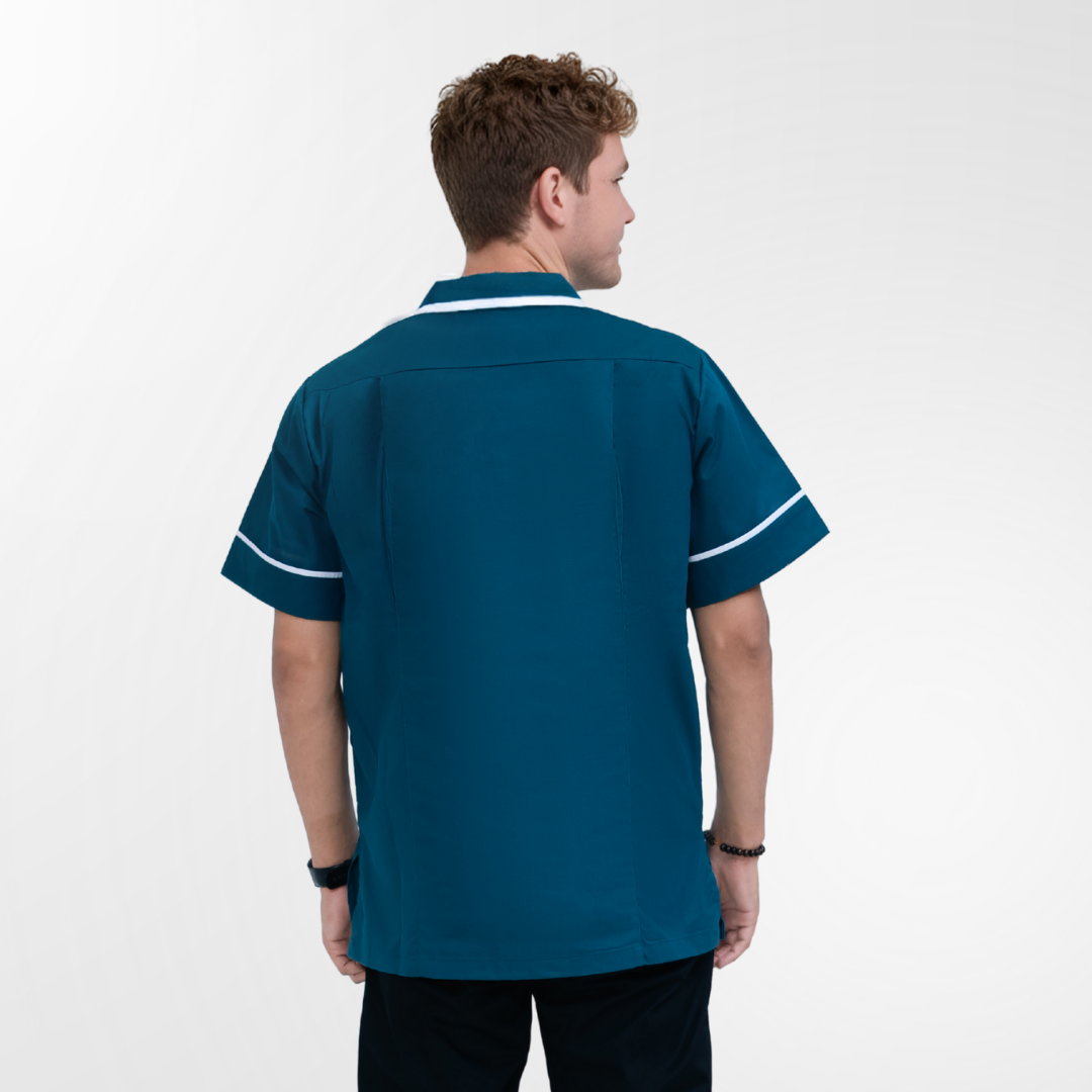 Unisex Tunic Scrub Top – Contrast Piping