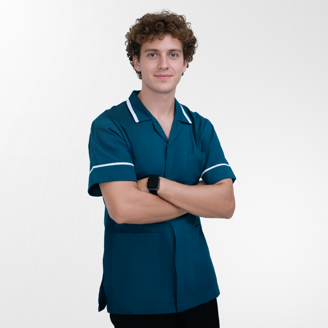 Unisex Tunic Scrub Top – Contrast Piping