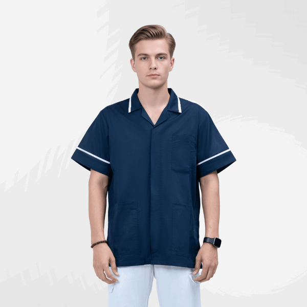 Unisex Tunic Scrub Top – Shirt Collar Piping
