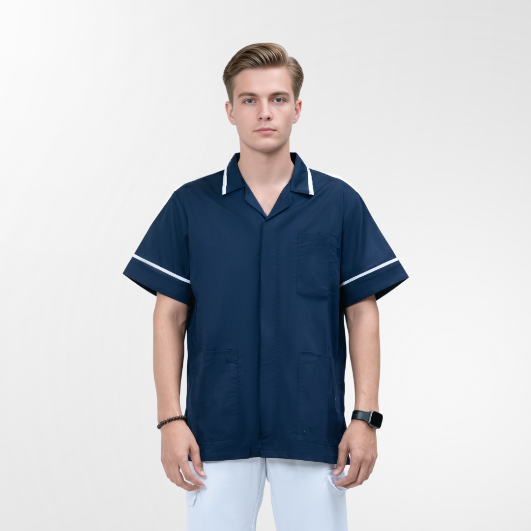 Unisex Tunic Scrub Top – Shirt Collar Piping