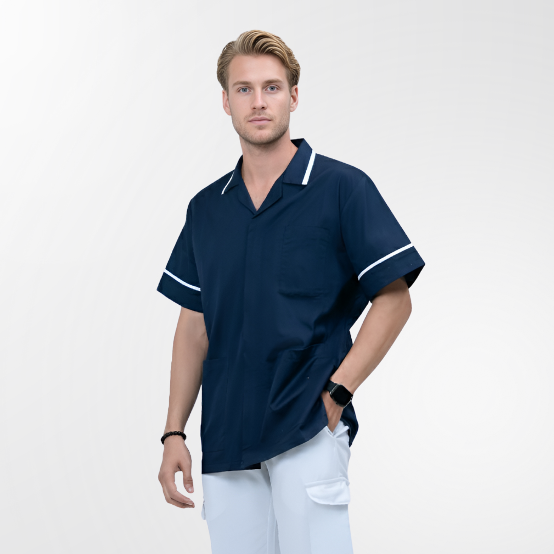 Unisex Tunic Scrub Top – Shirt Collar Piping