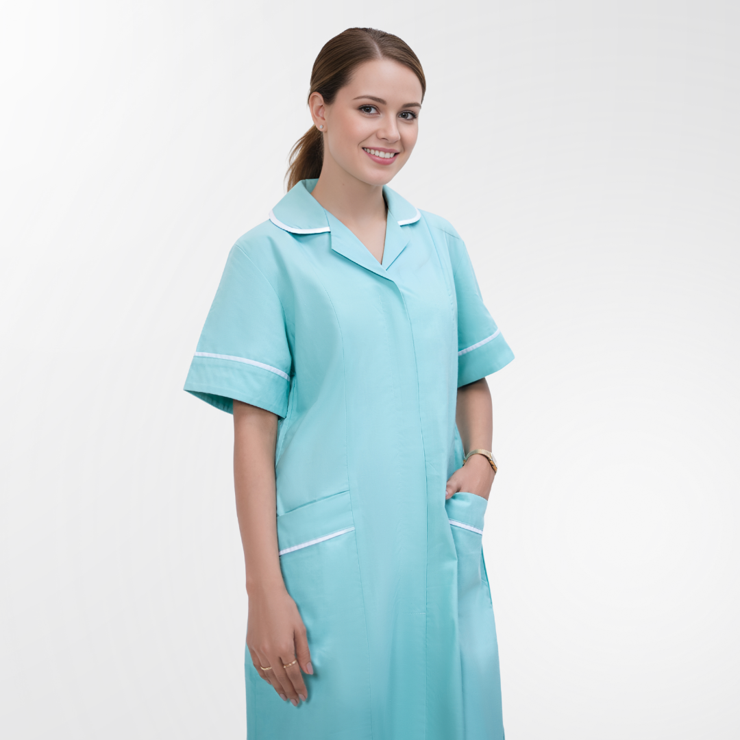 Women’s V-Neck Tie Waist Nursing Dress with Piping