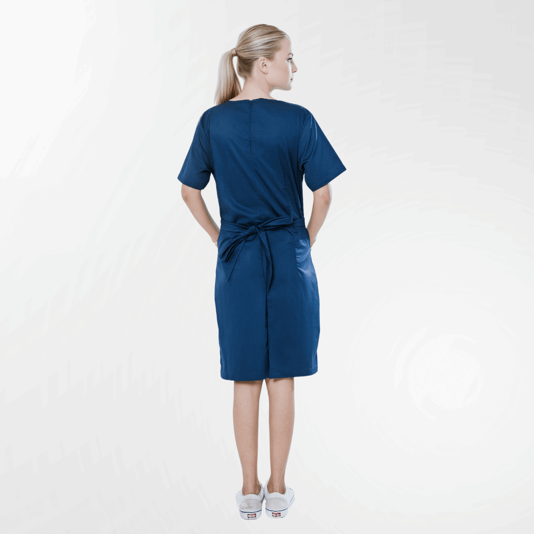 navy blue nurse dress Sunrise Uniforms Charm scrub dress navy