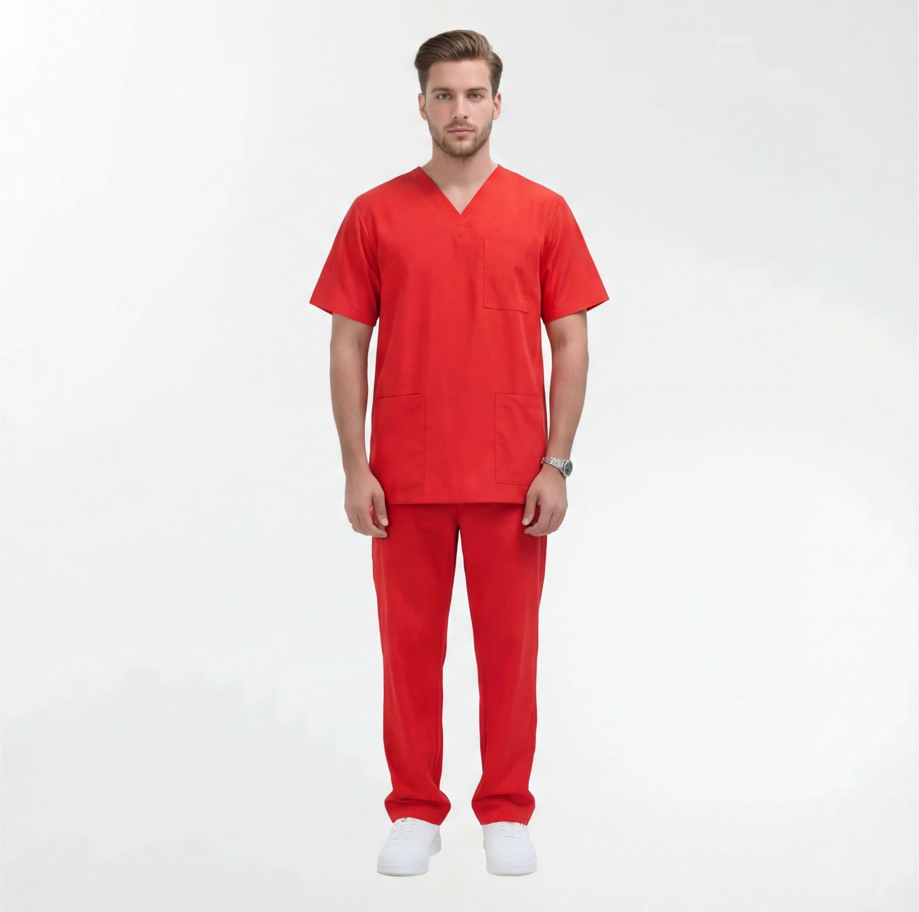 red-scrubs-uniform