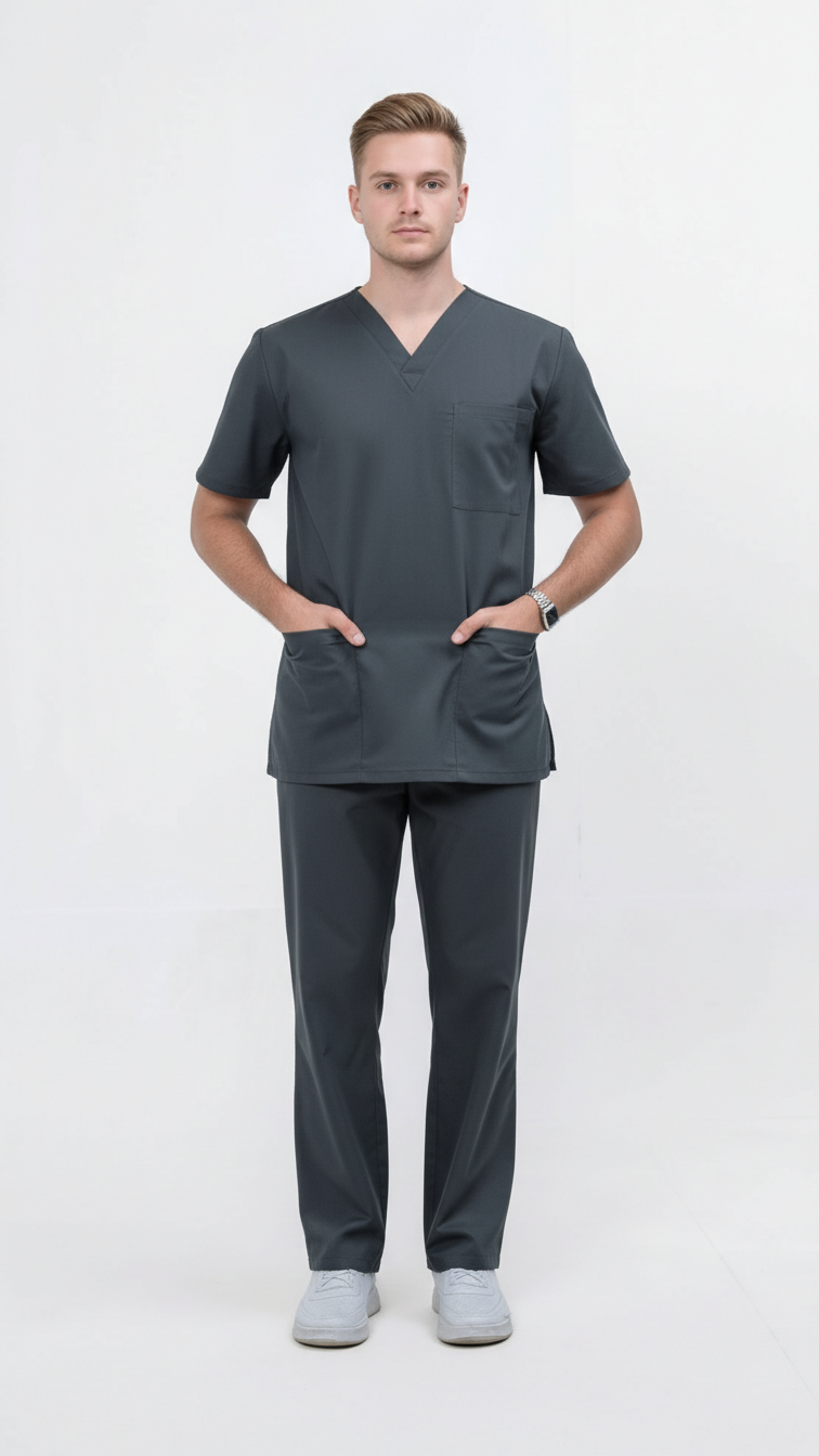 Unisex 5-Pocket Dental Scrub Set
