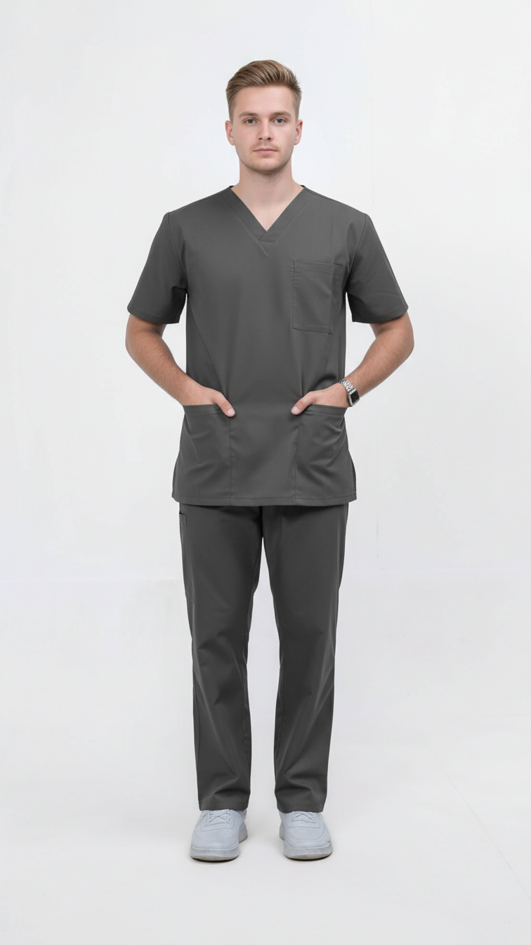 Unisex 5-Pocket Dental Scrub Set