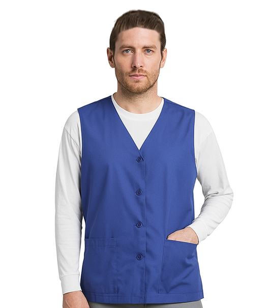 Twill Scrub Jacket Vest (Sleeveless) 2 Pockets with Cell Phone Pocket Solid Unisex with Plastic Buttons