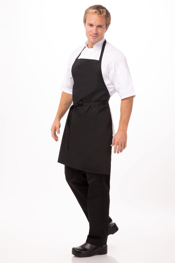 Men's Black Cooking Apron with Tie Waist