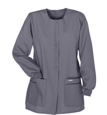Twill Women’s Scrub Jacket 4-Pocket ( angled pockets ) solid  Full sleevs with rib and snap button