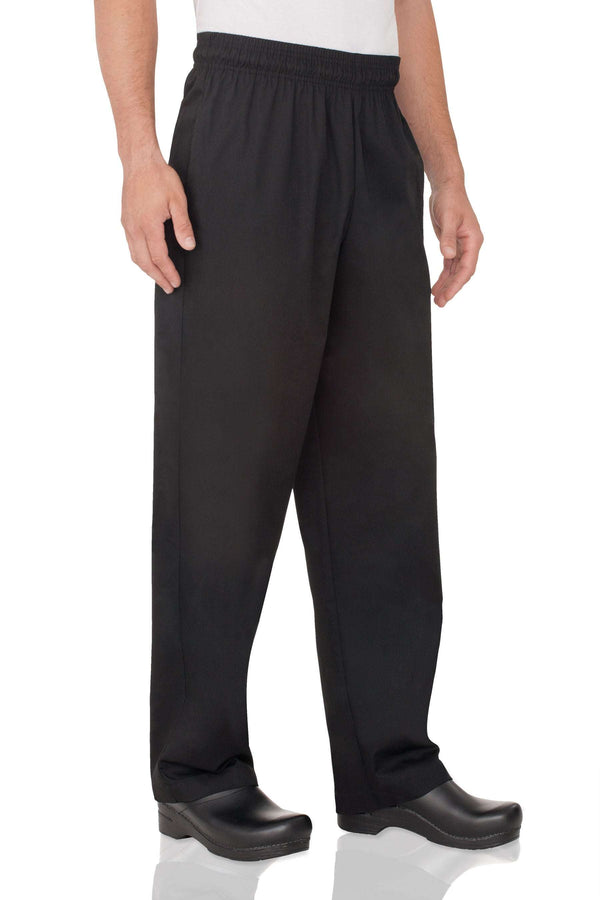 Chef Black Poly Cotton Elastic Waist Pants