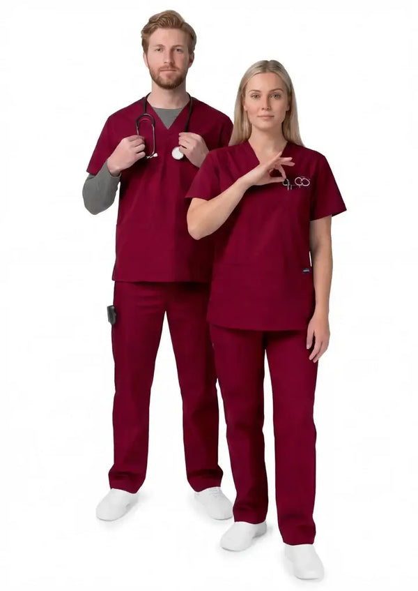 Unisex V-Neck Drawstring Scrub Set