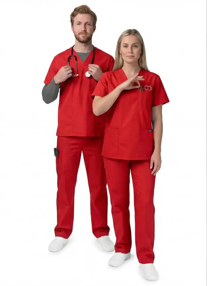 red-medical-uniforms